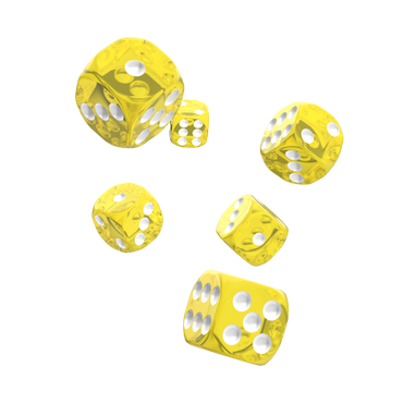 oakie doakie DICE D6 Dice 16mm Translucent: Yellow (12)