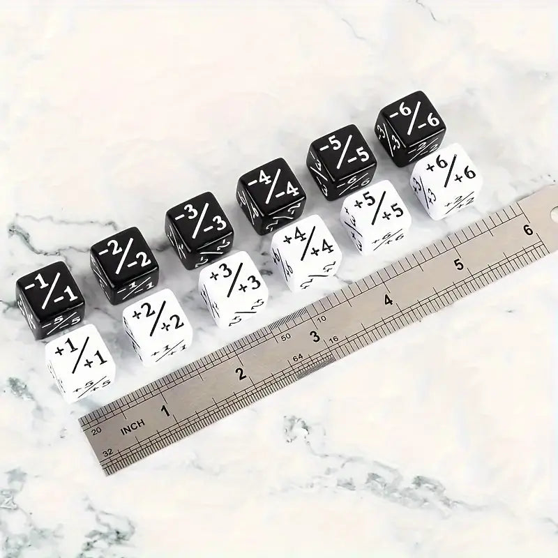 12 Pieces Set Arithmetic Dice- Black and White
