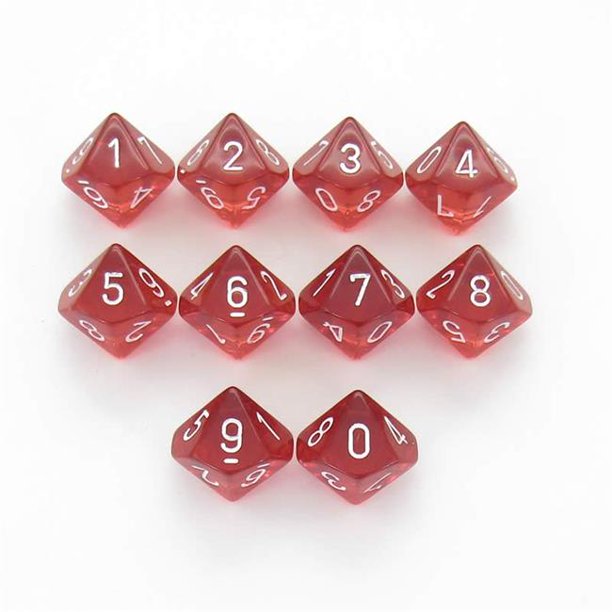 Dice - d`10 Translucent Red