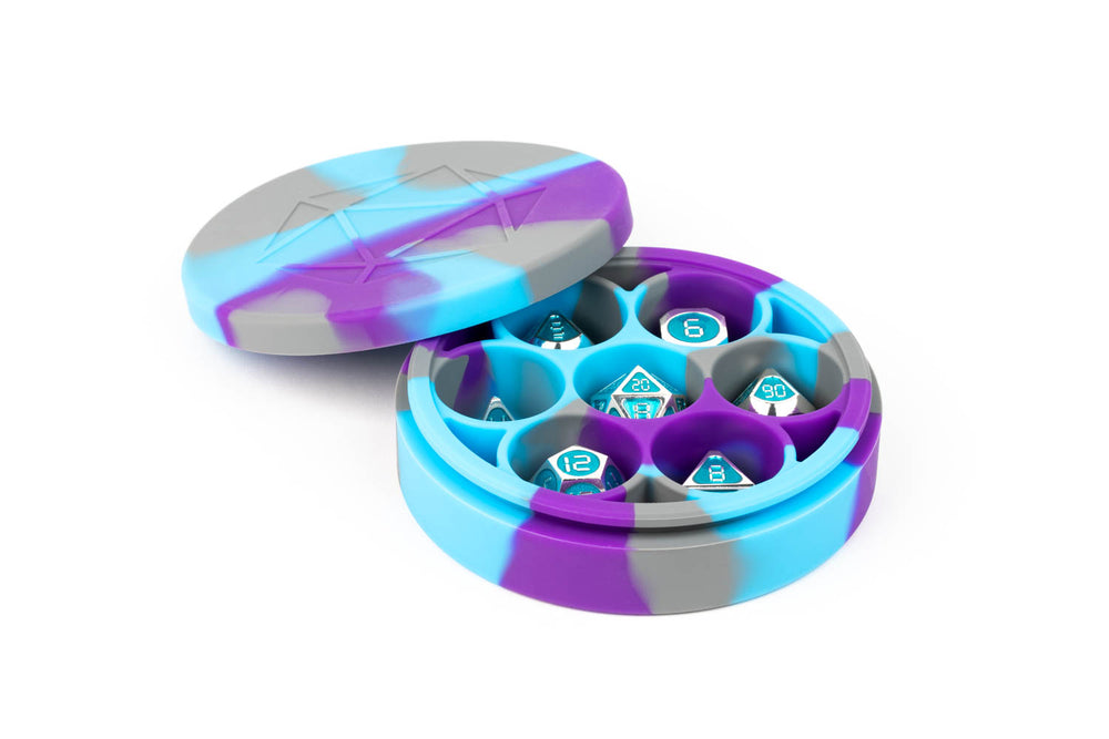 Silicone Round Dice Case Purple/Grey/Light