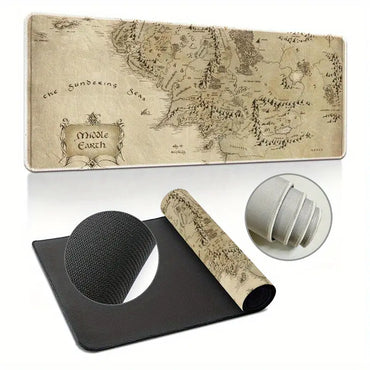 Middle Earth Map Desk Mat: Large, Rubber, Rectangle, Waterproof, Non-Slip