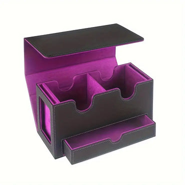 Horizontal Dual Card Storage Box 100+ Double Sleeved  (Black Purple)