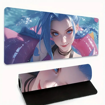Gaming Mouse Pad with Vibrant Anime Girl Design - Thick, Non-Slip Rubber Desk Mat with Precision Stitched Edges