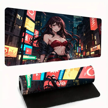 Large Anime Girl Gaming Pad - Non-Slip Rubber Base,