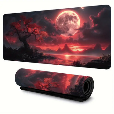 XXL Extended Gaming Mat Dark Crimson Moon