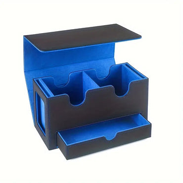 Horizontal Dual Card Storage Box 100+ Double Sleeved  (Black Blue)