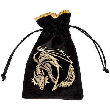 Dragon Black Golden Velour Dice Bag