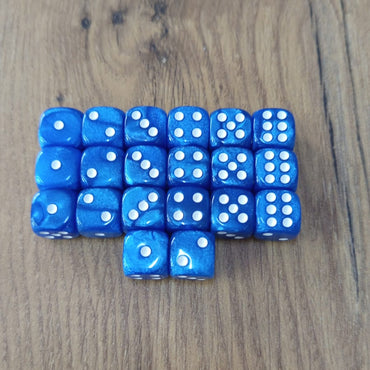 Marble D6 Dice - Blue (20pcs)(11mm x 11mm)