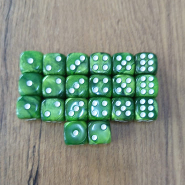 Marble D6 Dice - Green (20pcs)(11mm x 11mm)
