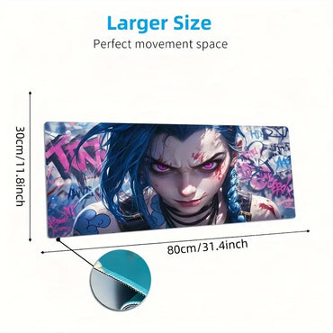 Extra Large Anime Girl Themed Pad with Stitched Edges