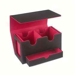 Horizontal Dual Card Storage Box 100+ Double Sleeved  (Black Red)