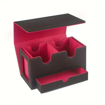 Horizontal Dual Card Storage Box 100+ Double Sleeved  (Black Red)