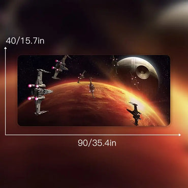 Extra-Large Space Battle Gaming Mouse Pad - Waterproof, Non-Slip Rubber Base