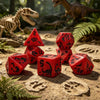 7pcs Lava Red Iridescent Dinosaur Dice Set