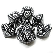 Black & White Runic Dice 7 Die polyhedral