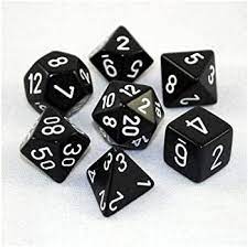 Opaque Black with White 7 Die Polyhedral Set