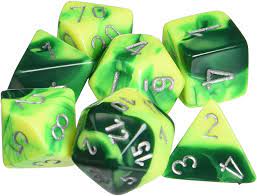 Gemini Green-Yellow with Silver 7 Die Set
