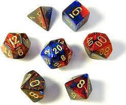 Gemini Blue-Red with Gold 7 Die Set