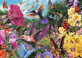 Trefl 1000pc Premium Plus Puzzle - Tea Time: Hummingbird Garden