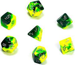 Gemini Green-Yellow with Silver 7 Die Set