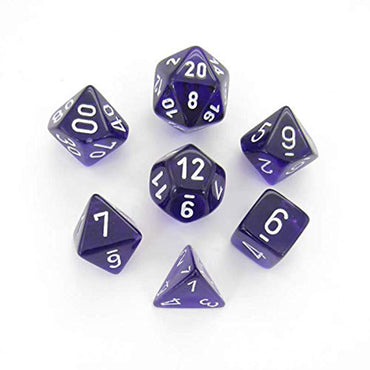 Dice Translucent Polyhedral Purple/white 7 die set