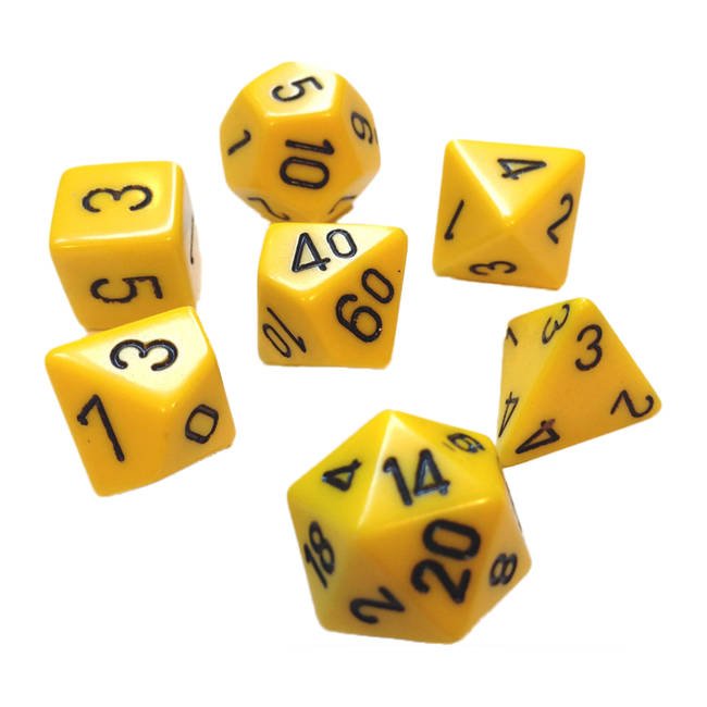 Dice Opaque Polyhedral Yellowe/Black 7 die set