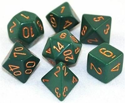 Dice Opaque Polyhedral Dusty Green w/copper 7 die set