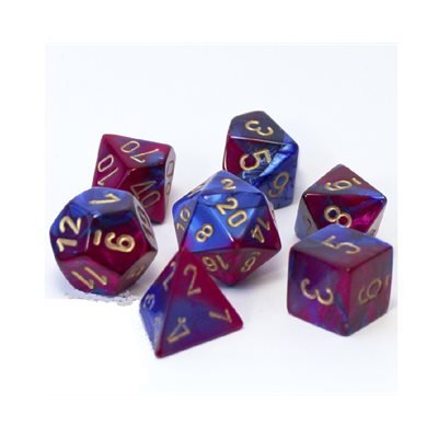 Dice Gemini Blue-Purple with Gold 7 Die Set