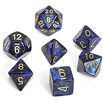 Gemini Blue-Green with Gold 7 Die polyhedral