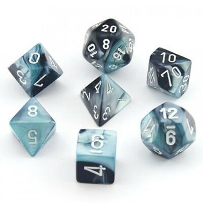 Gemini Black-Shell with White 7 Die polyhedral