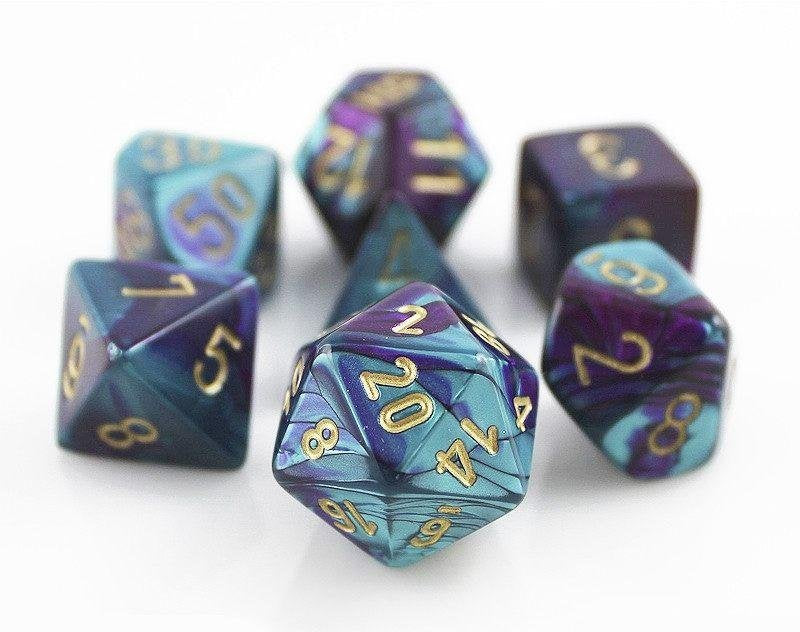 Dice Gemini Purple-Teal with Gold 7 Die