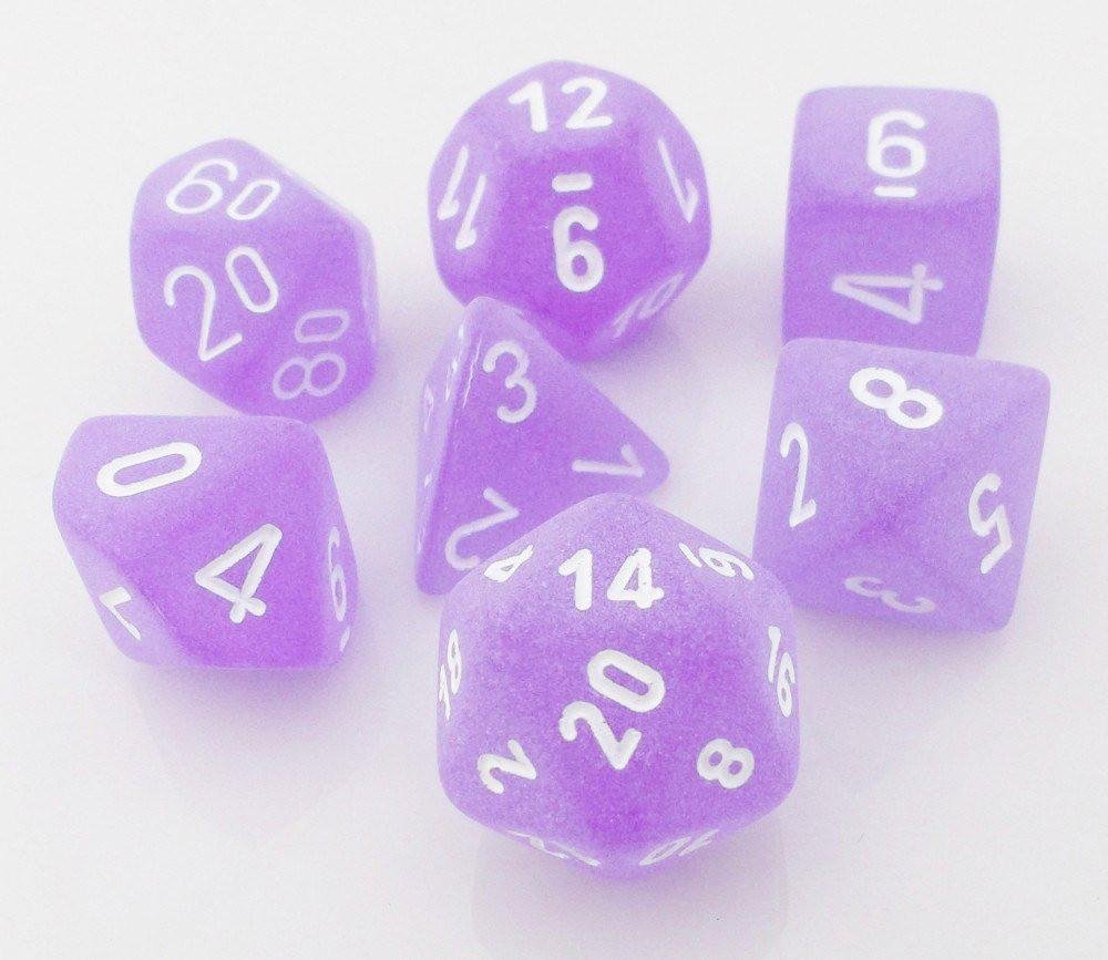 Dice Borealis Polyhedral Purple/White 7 die set