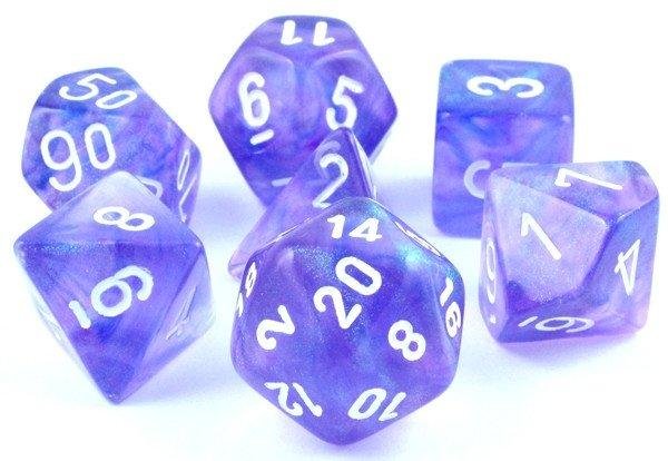 Dice Borealis Polyhedral Royal Purple/Gold 7 die set