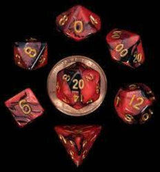 Mini Polyhedral Dice Set Red/Black with Gold Numbers