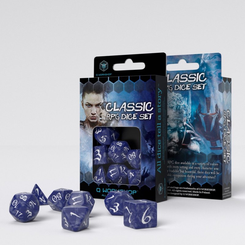 Classic RPG Cobalt & White Dice & die polyhedral