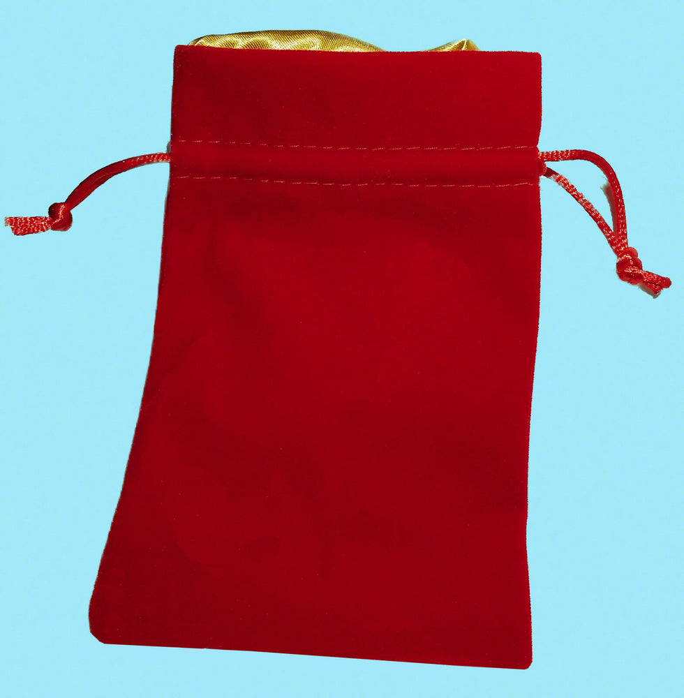 Velvet Dice Pouch - Red with Gold satin lining